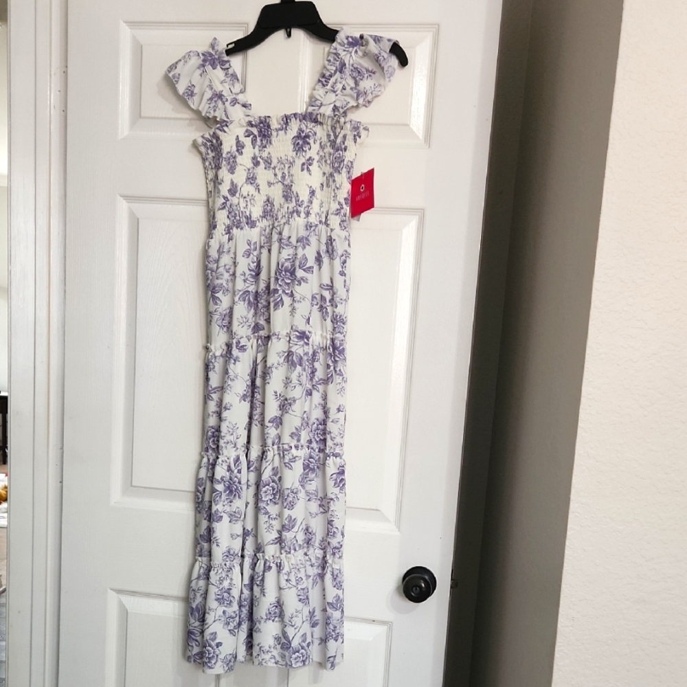 Amy Byer White and Purple Lavender Tiered Floral Dress - Girl's Size 16